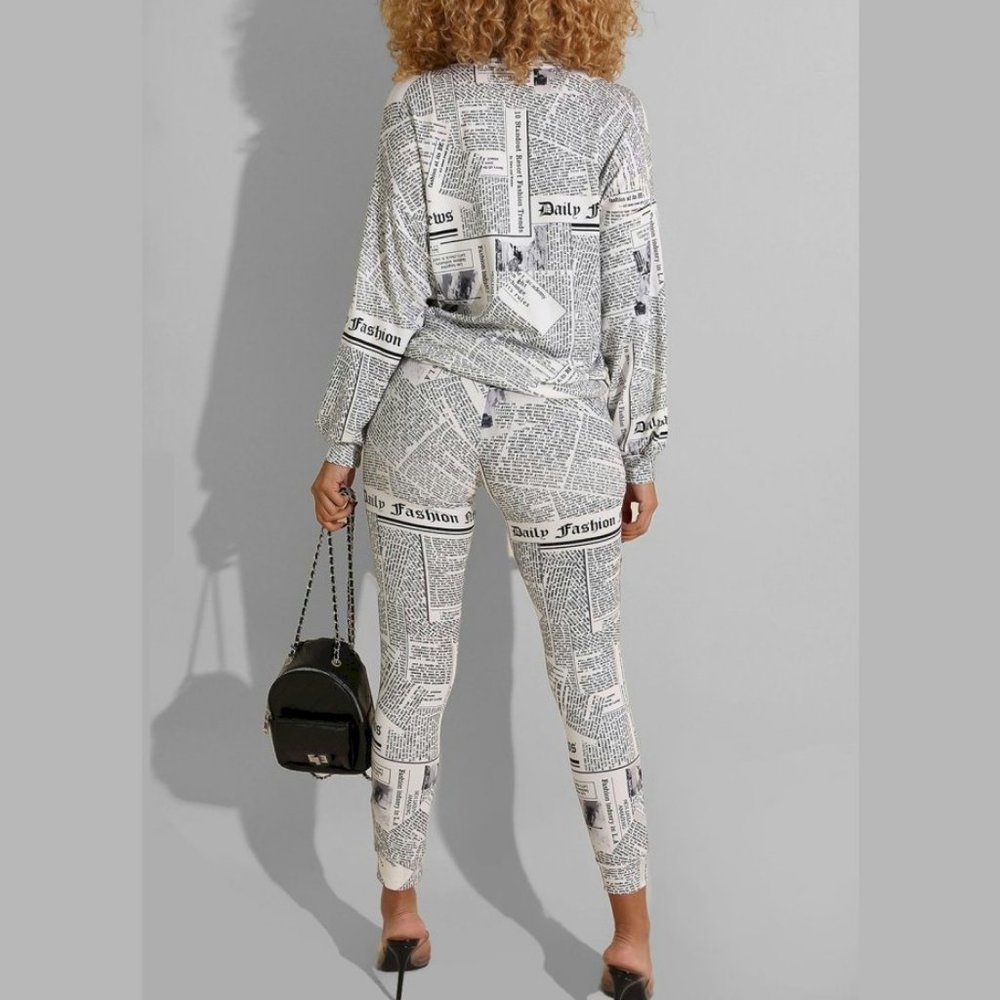 Newspaper Print Set - Pants & Top - Picture 6 of 11